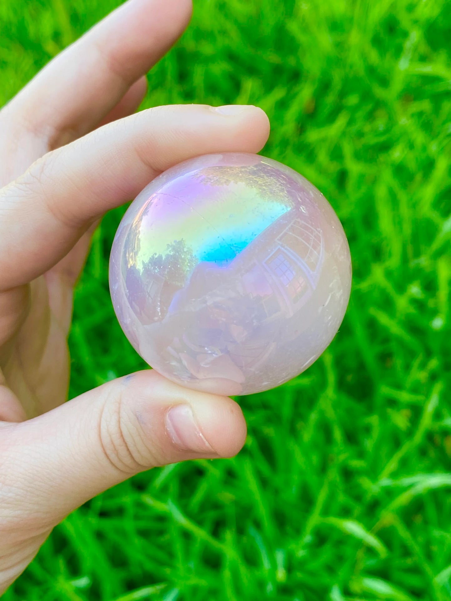 Aura Rose Quartz Sphere *CHOOSE YOUR CRYSTAL SIZE*