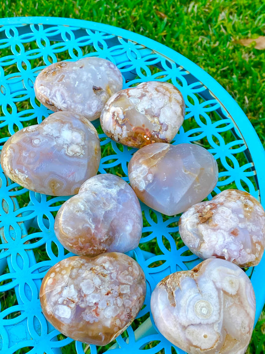 Flower Agate Hearts *ALL SIZES*