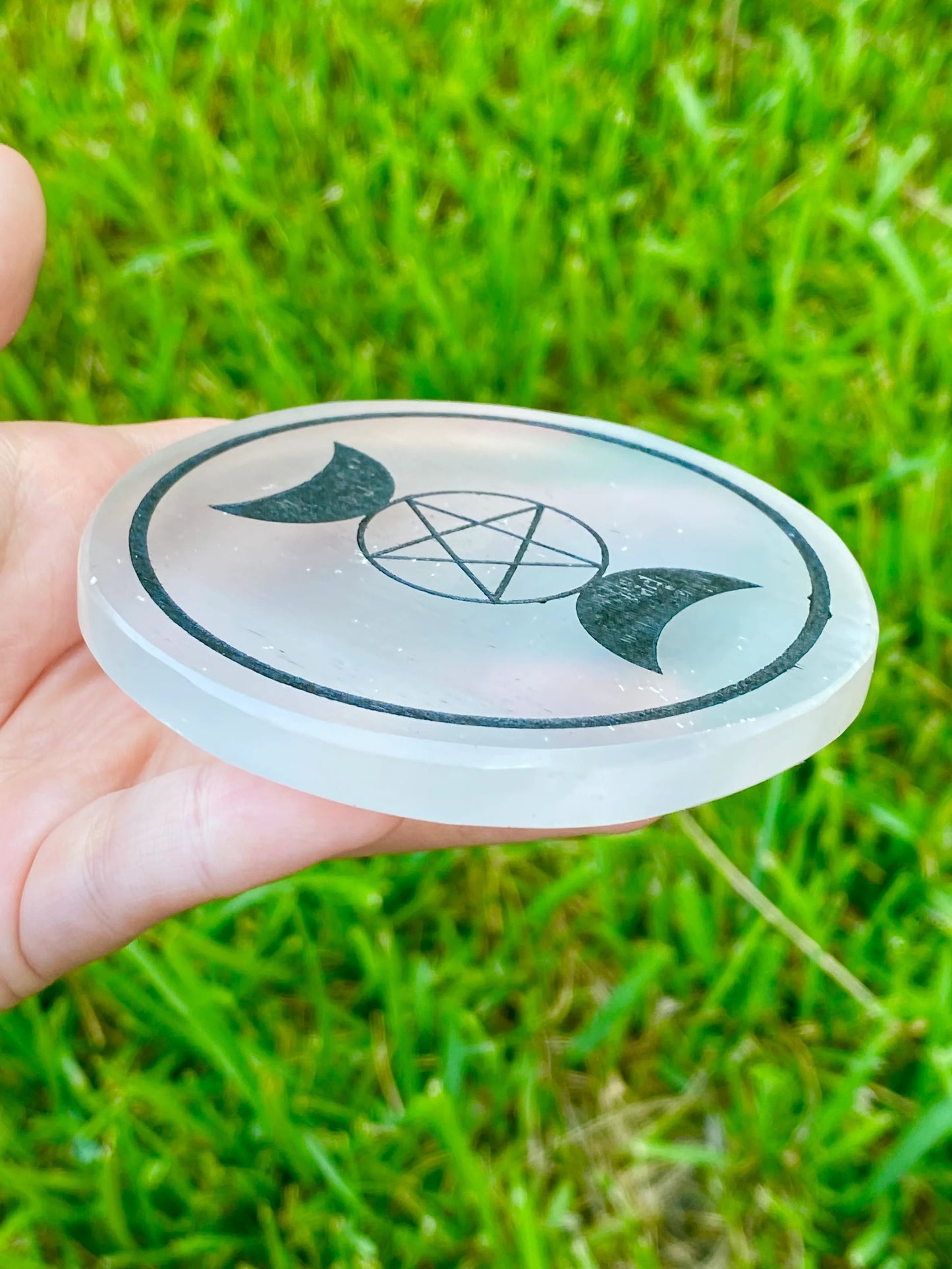 3.5" Selenite Coaster/ Charging Plate *CHOOSE DESIGN*