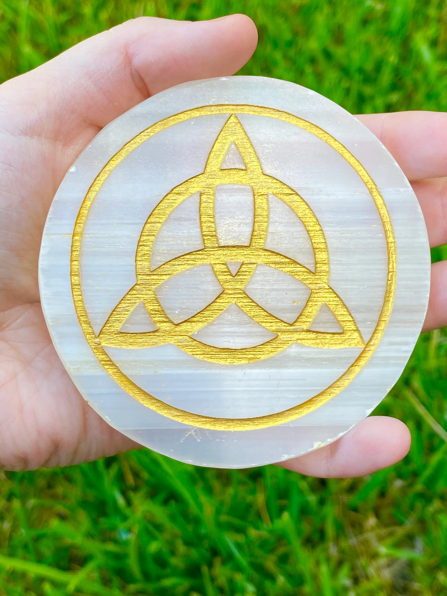 3.5" Selenite Coaster/ Charging Plate *CHOOSE DESIGN*