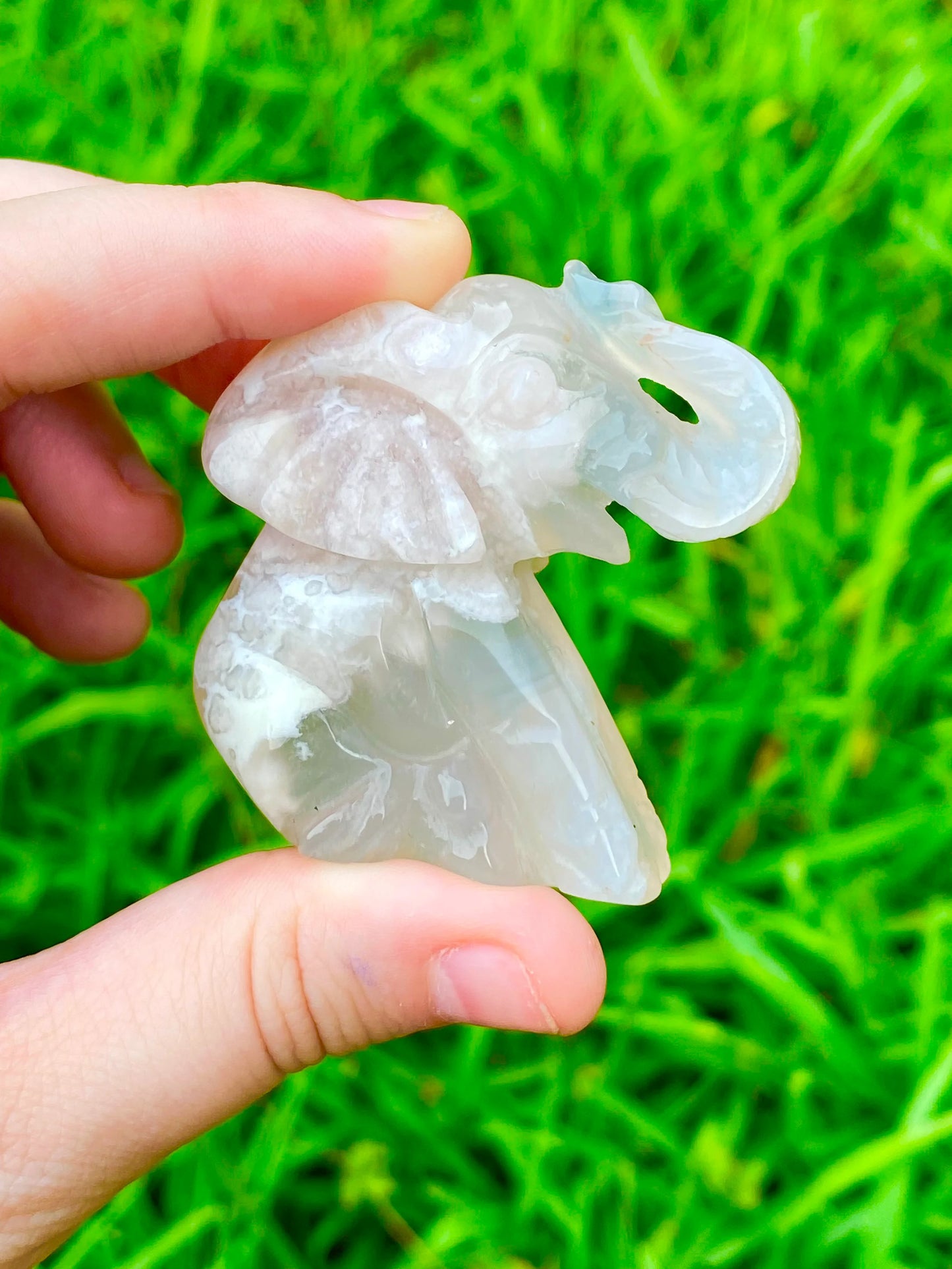 2" Flower Agate Elephant