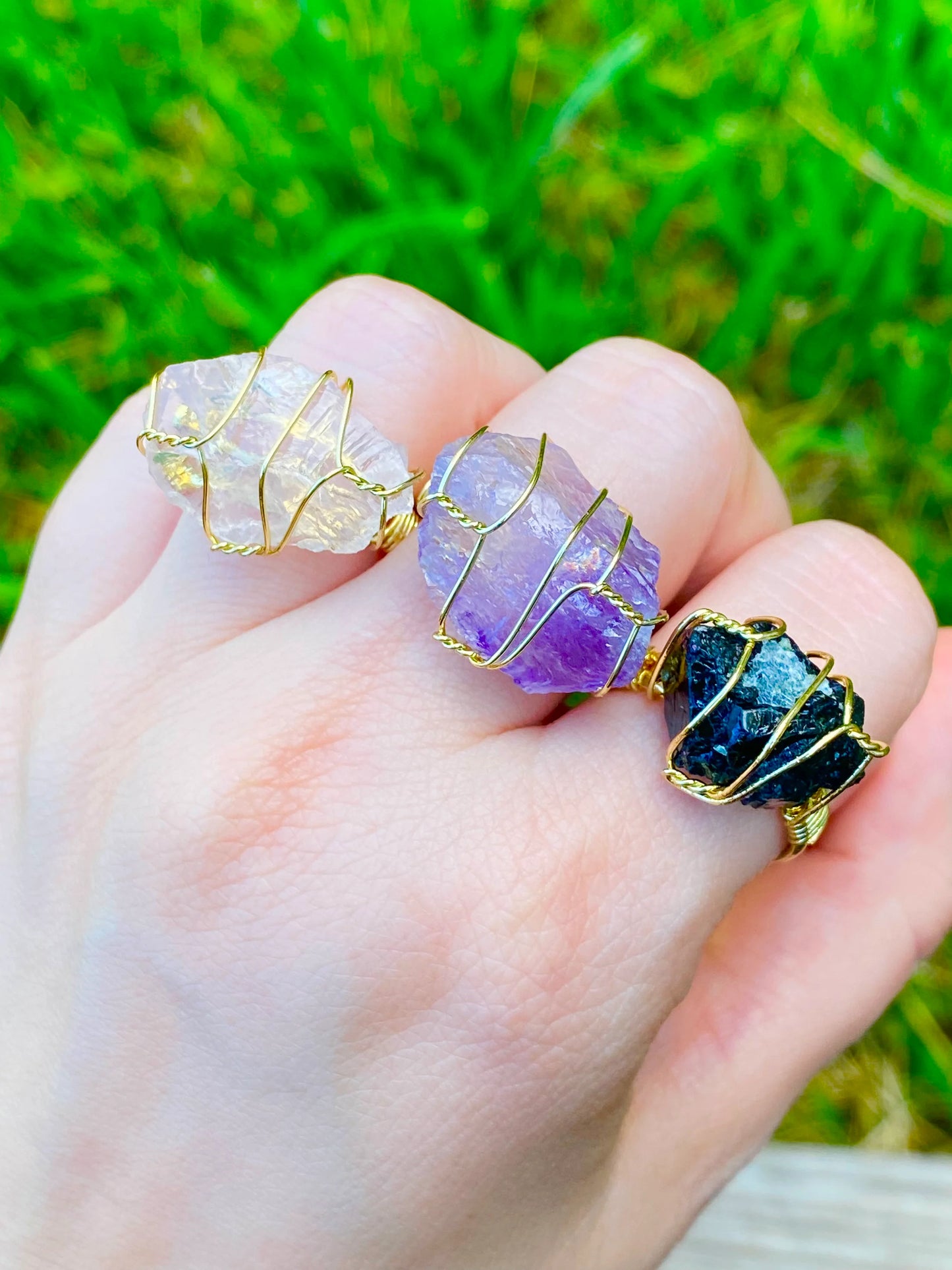 Rough Gemstone Crystal Ring *Adjustable*