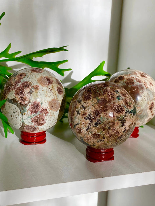 Green Flower Jasper Spheres 45-60mm *CHOOSE YOUR CRYSTAL*