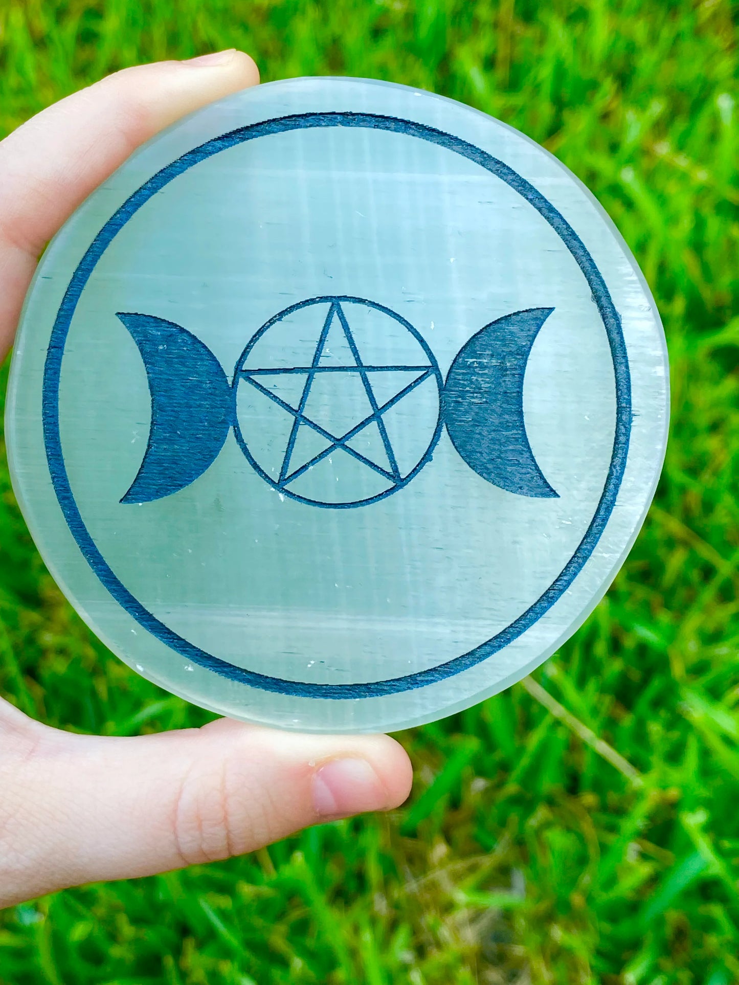 3.5" Selenite Coaster/ Charging Plate *CHOOSE DESIGN*