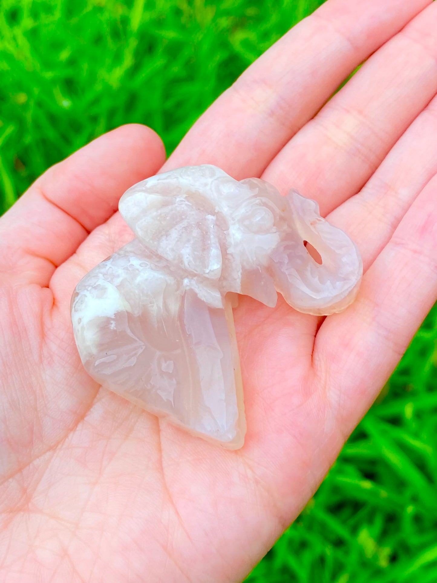 2" Flower Agate Elephant
