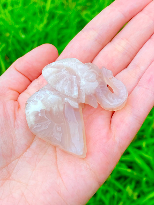 2" Flower Agate Elephant