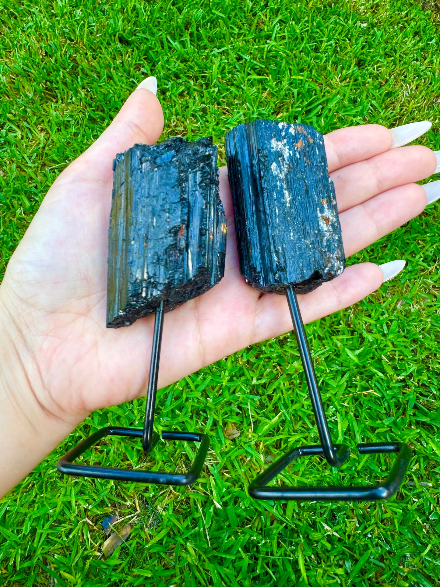 Black Tourmaline Mini Raw Crystal Stand