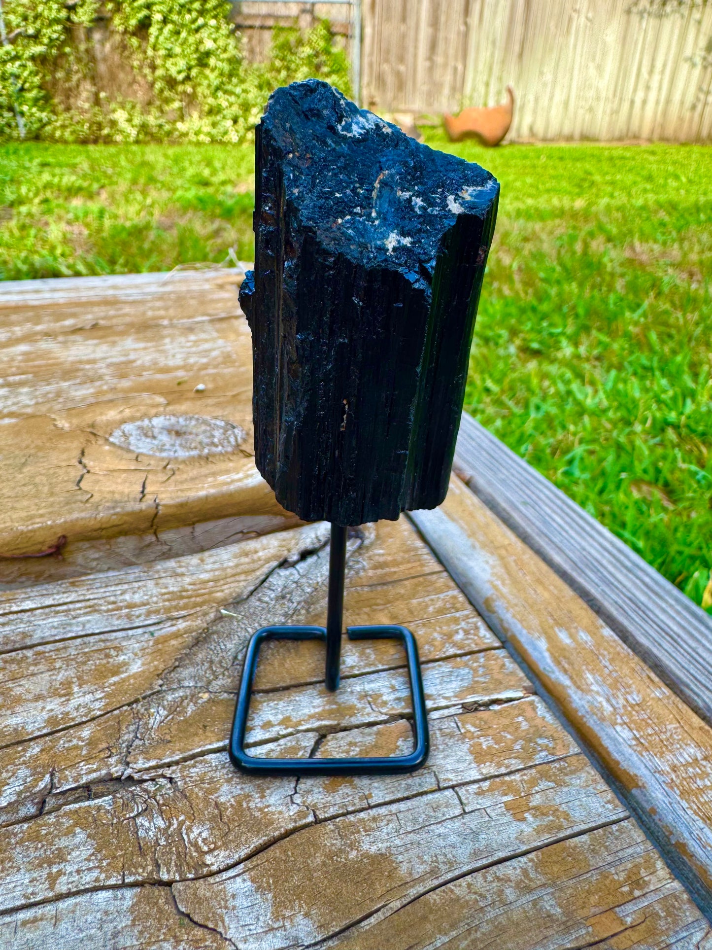 Black Tourmaline Mini Raw Crystal Stand