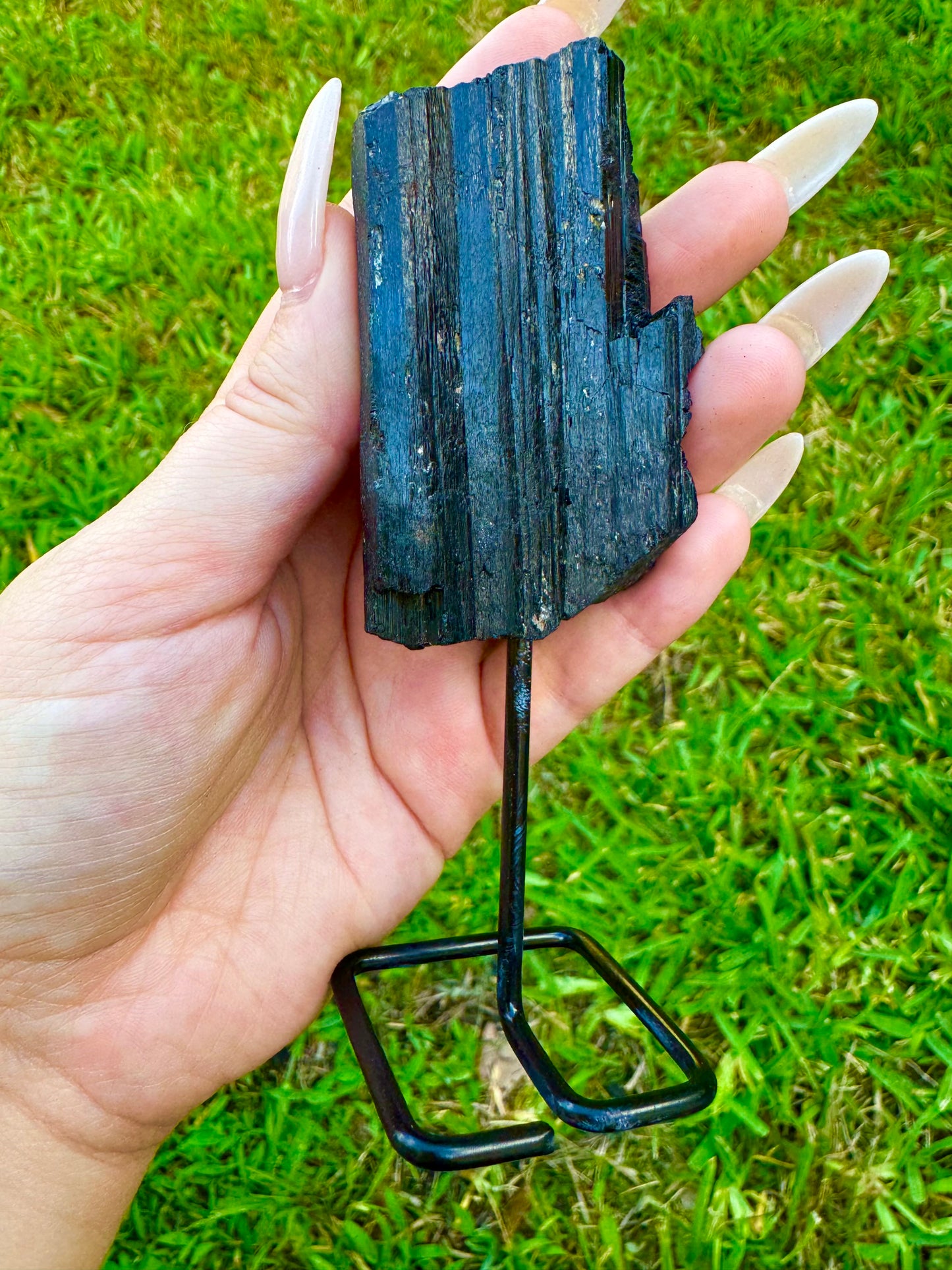 Black Tourmaline Mini Raw Crystal Stand