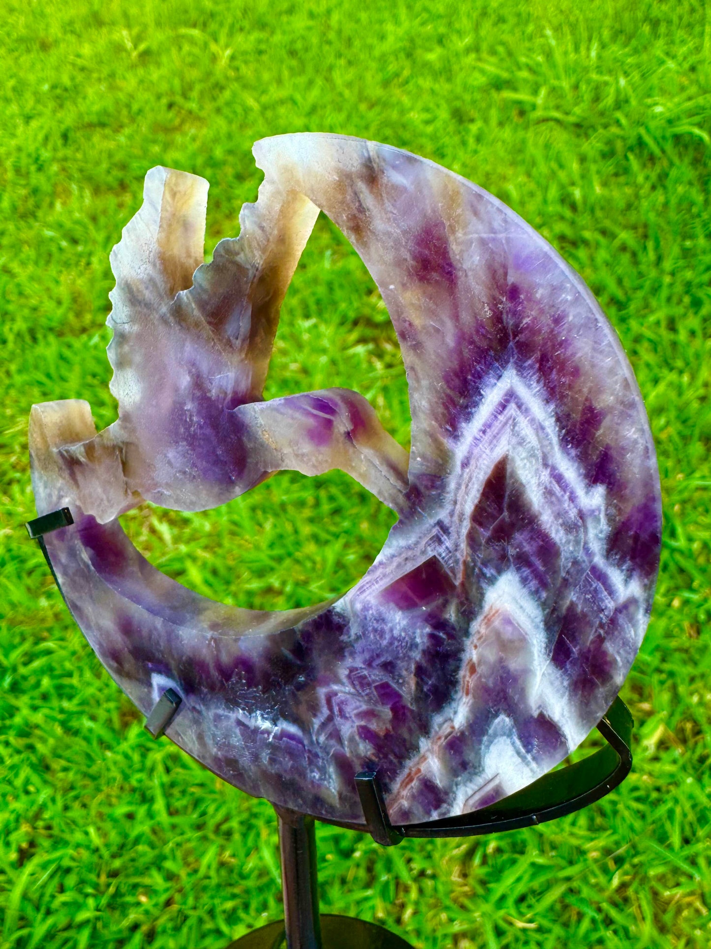 5.9" Amethyst Humming Bird and Moon Stand