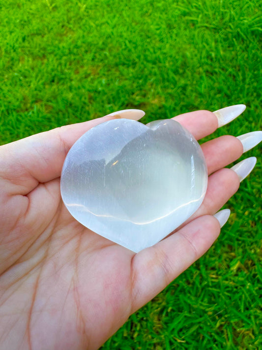 Selenite Puffy Heart Crystal 2.25"