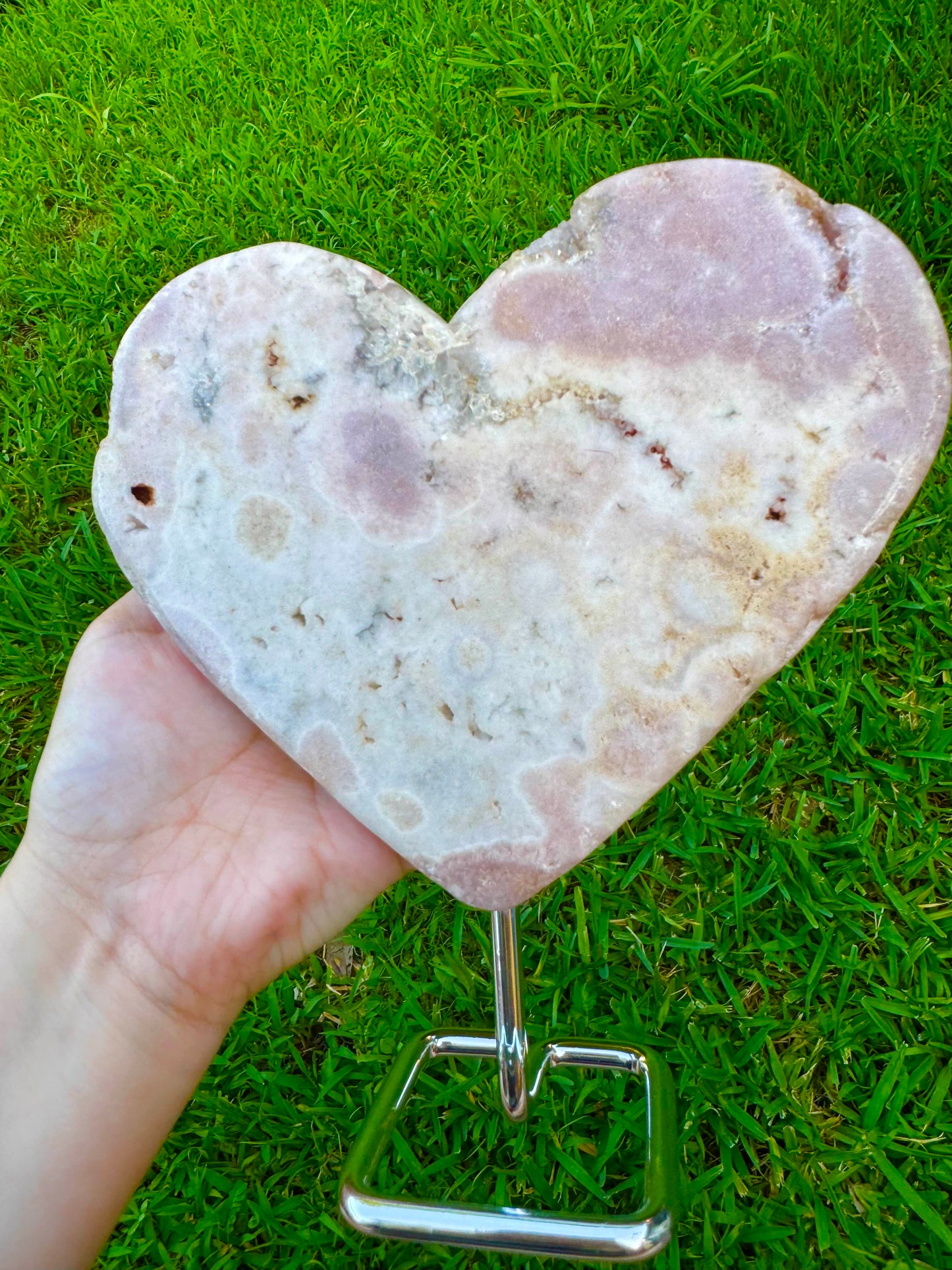 XLG Pink Amethyst Heart Stand