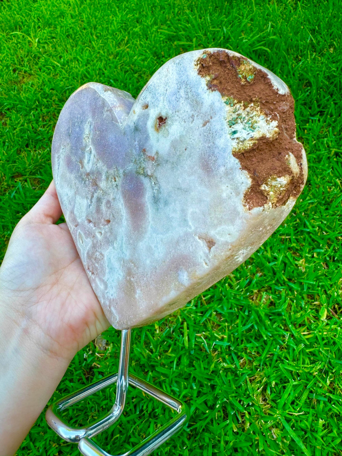 XLG Pink Amethyst Heart Stand