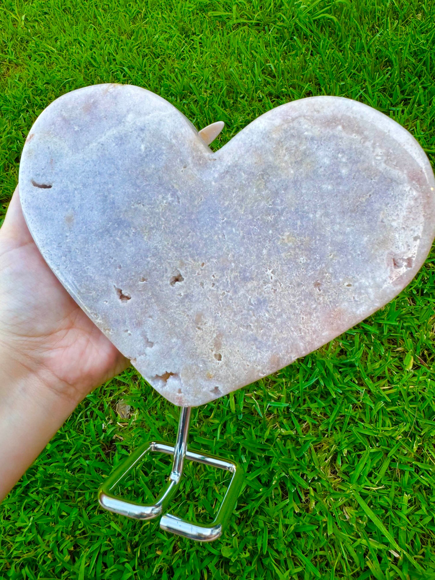 XLG Pink Amethyst Heart Stand