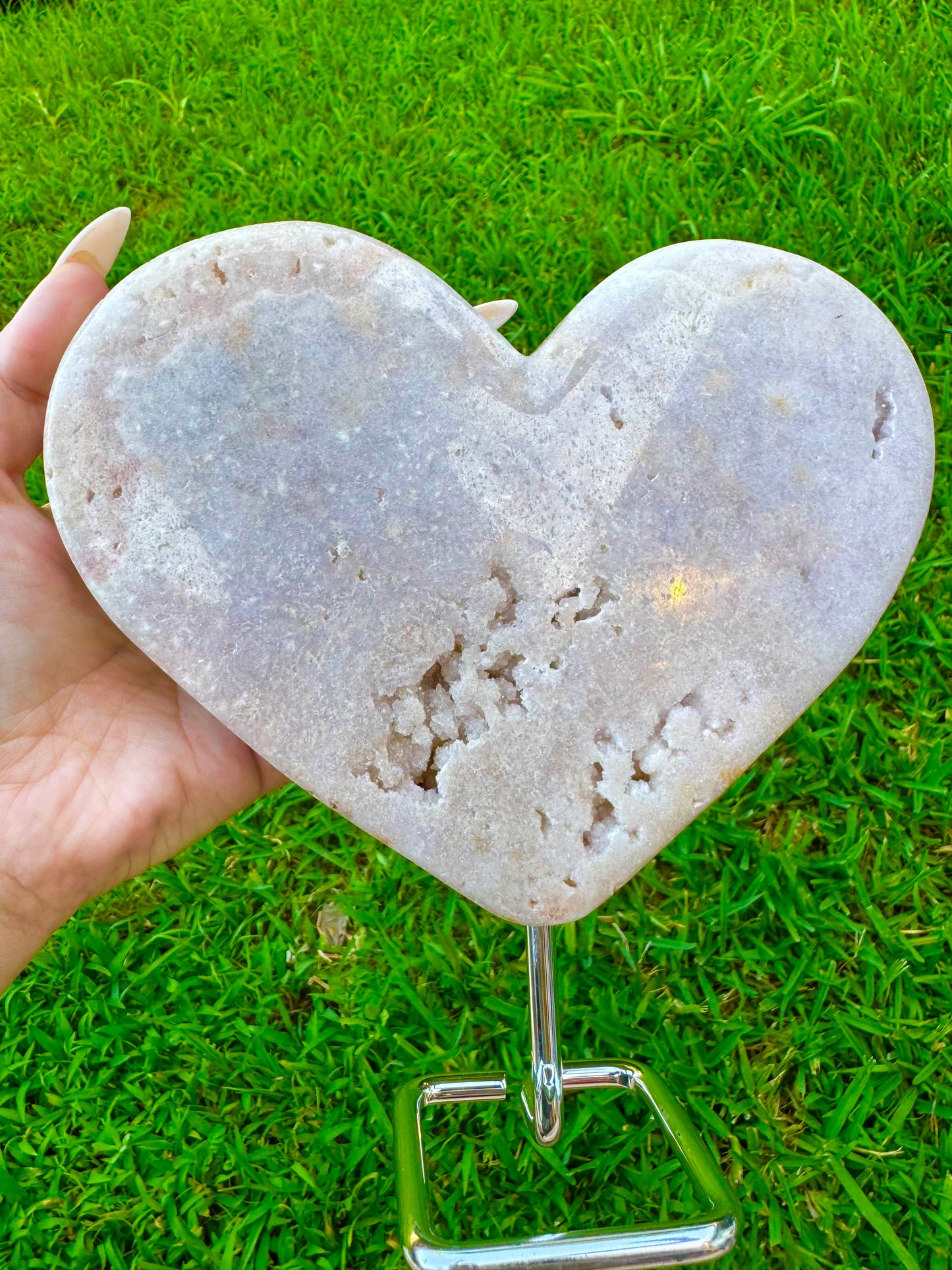 XLG Pink Amethyst Heart Stand