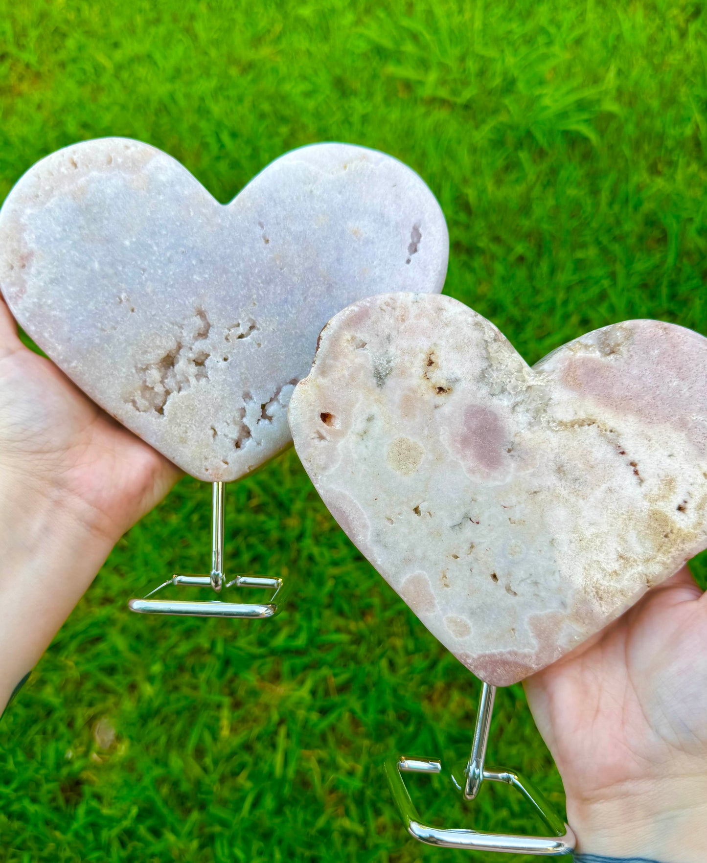 XLG Pink Amethyst Heart Stand