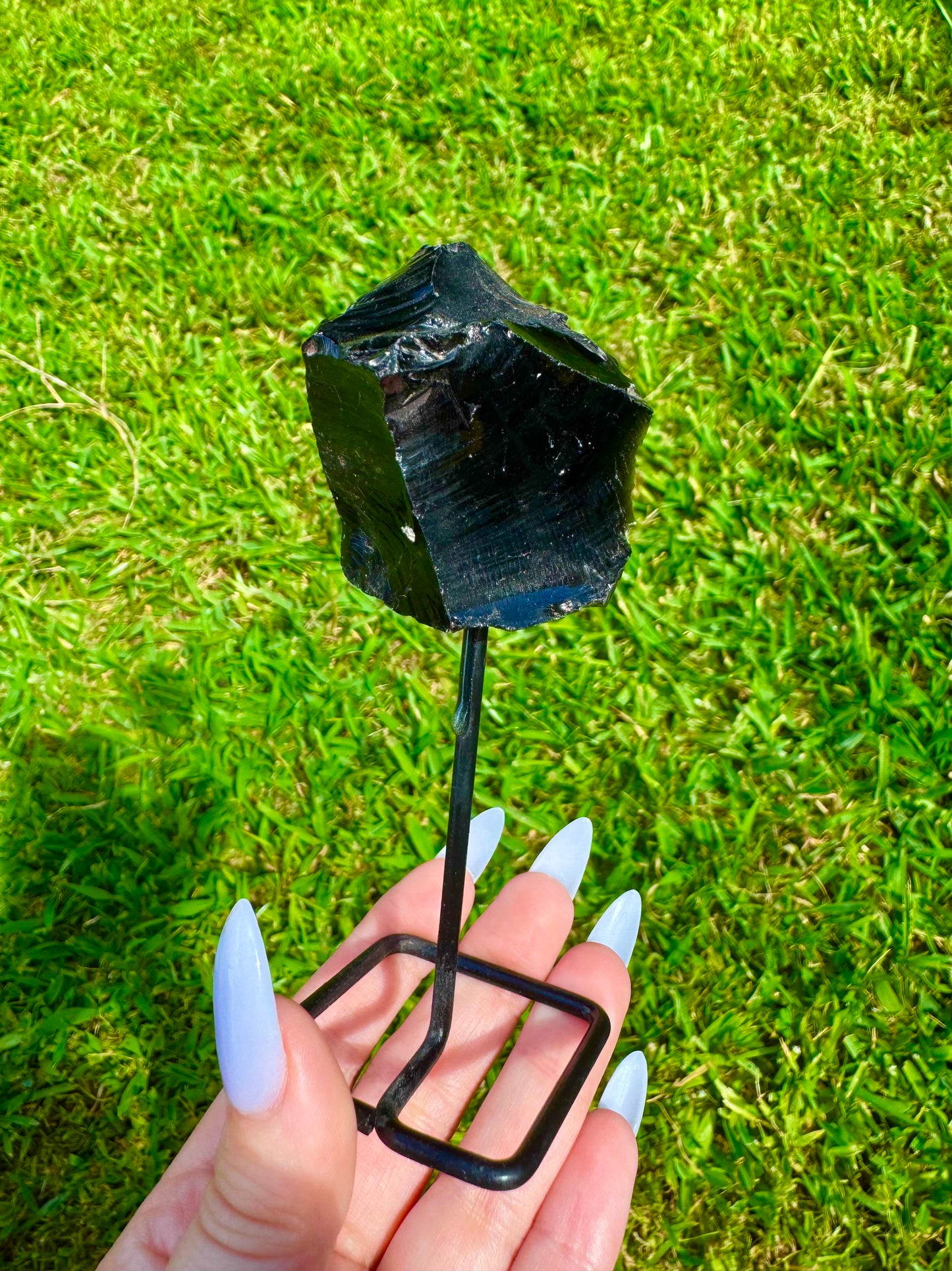 Black Obsidian Chunk Crystal Stand