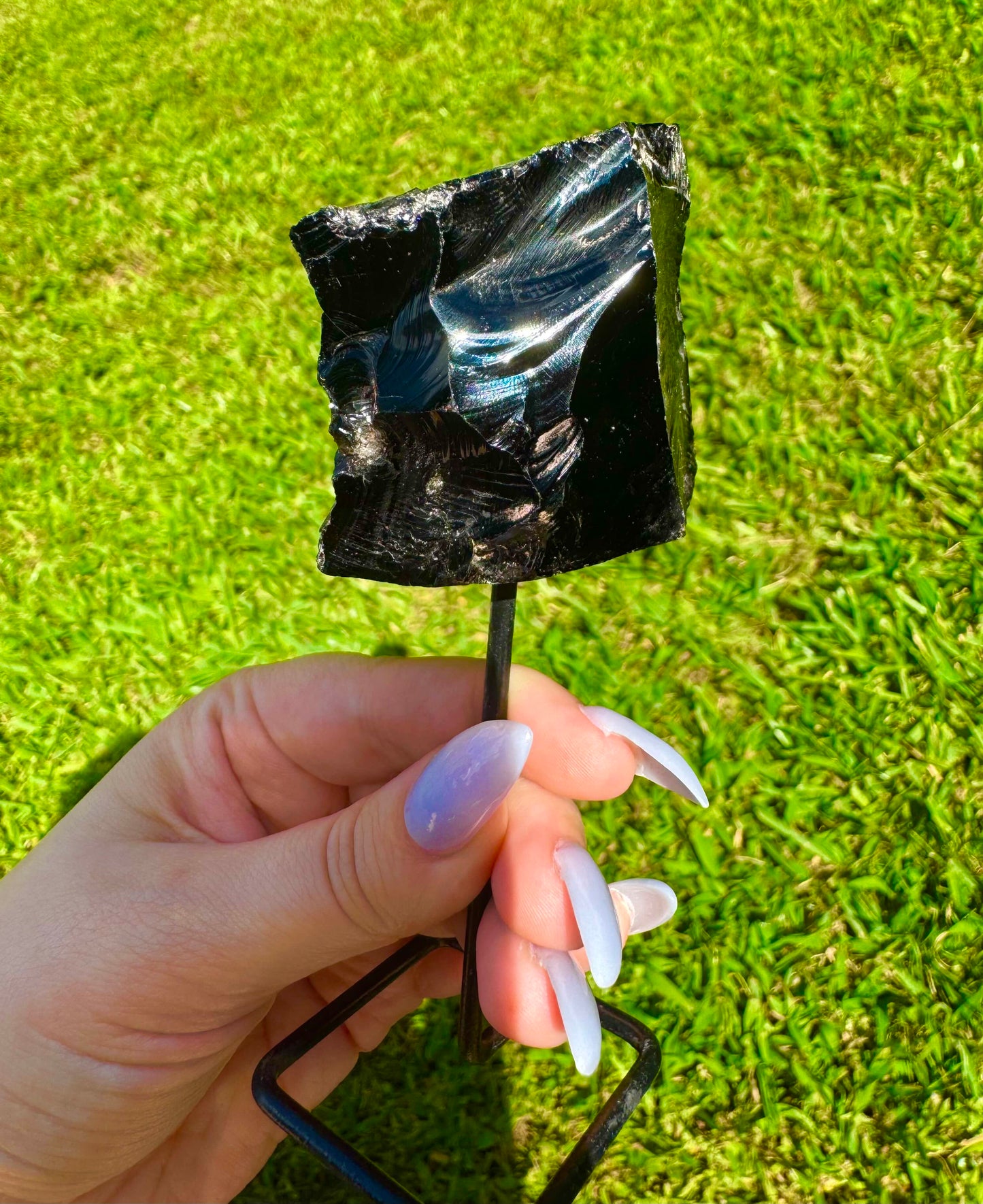 Black Obsidian Chunk Crystal Stand