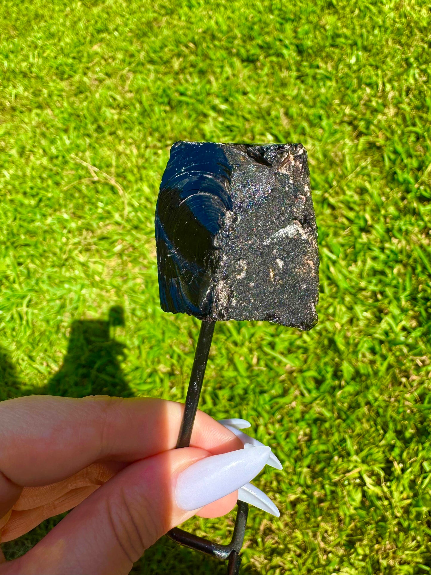 Black Obsidian Chunk Crystal Stand