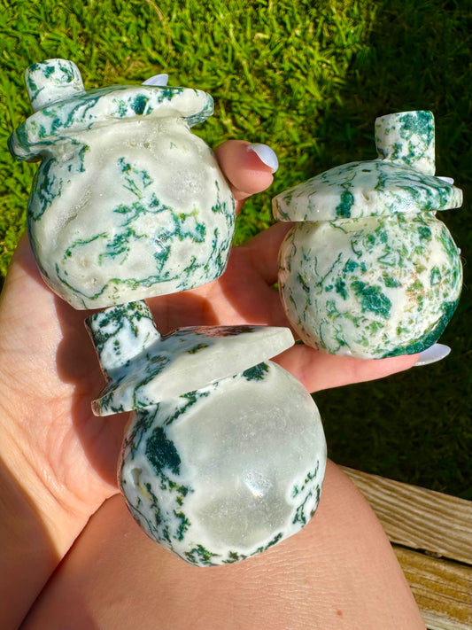 2.5" Moss Agate Mushroom House