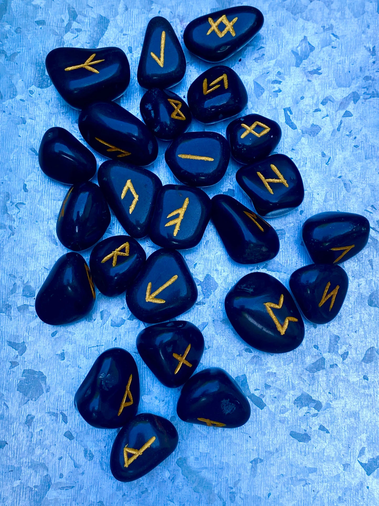 Black Agate Rune Stones- Set of 25