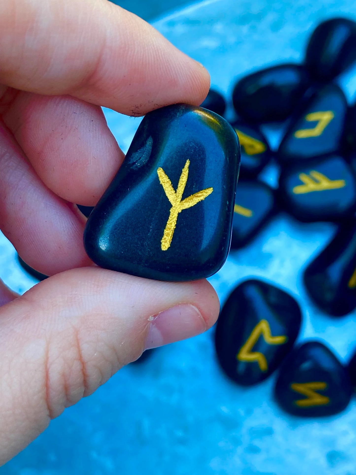 Black Agate Rune Stones- Set of 25