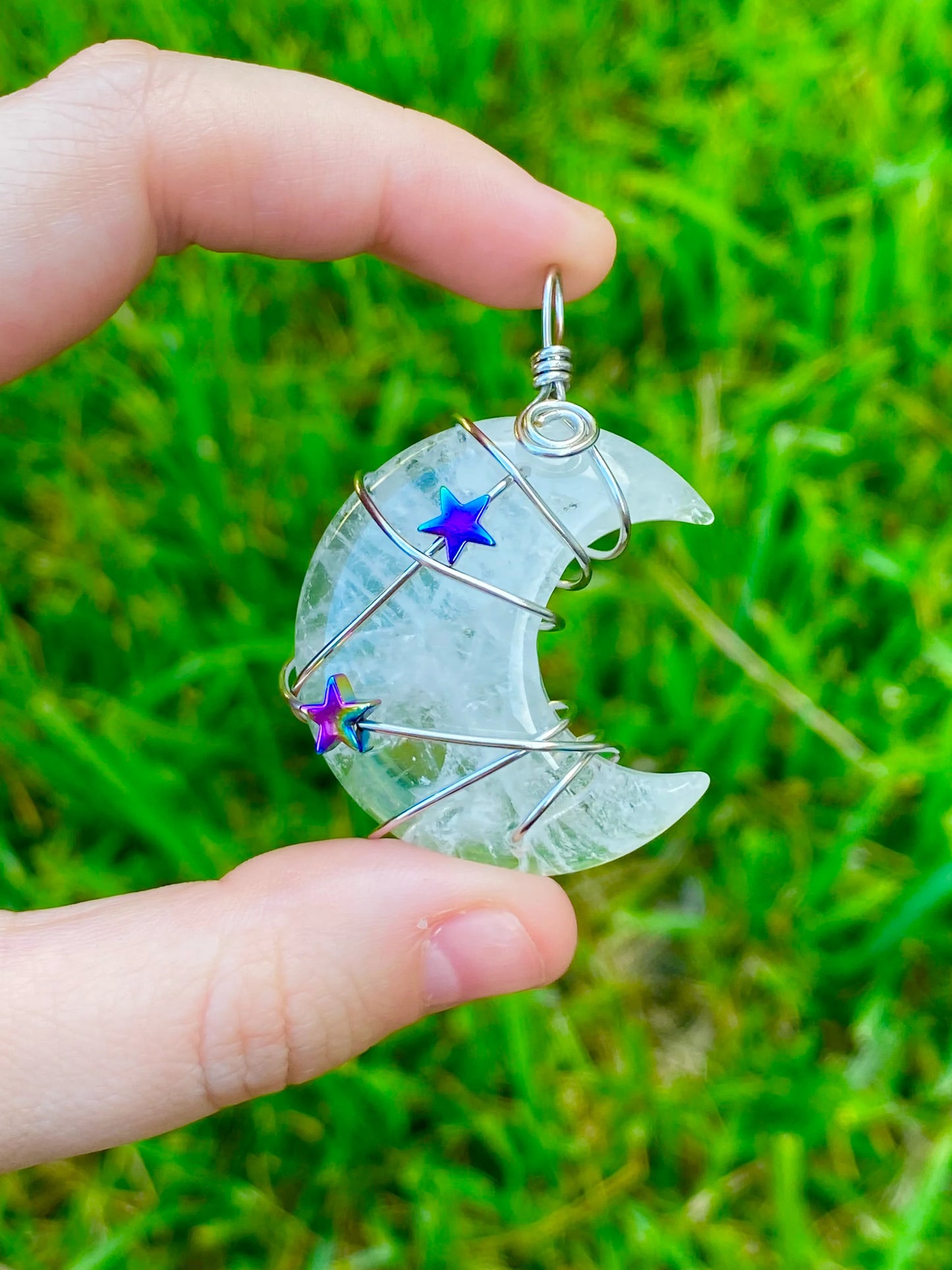 Crescent Moon Pendant Crystal Necklace *CHOOSE YOUR CRYSTAL*