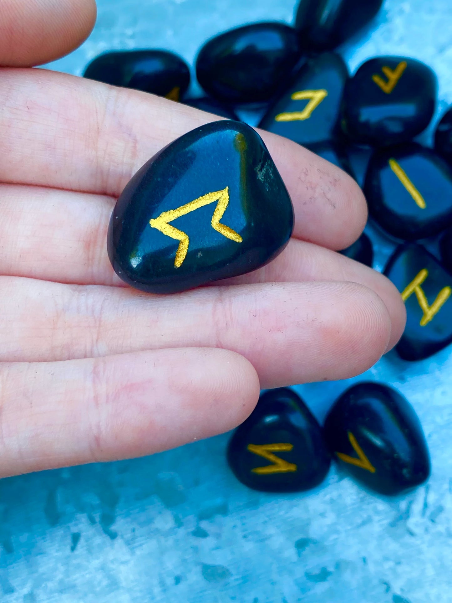 Black Agate Rune Stones- Set of 25
