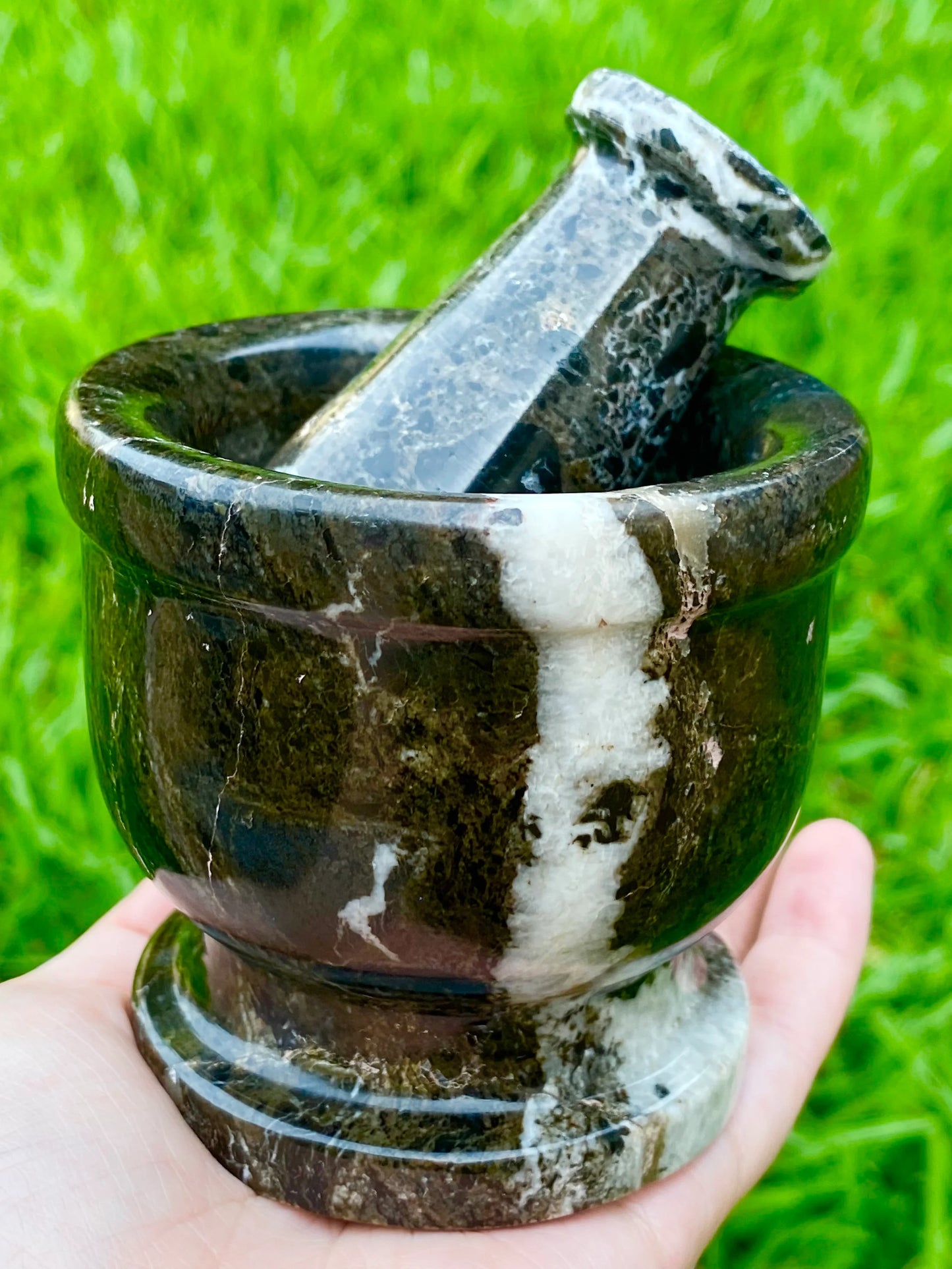 3" Black Zebra Mortar and Pestle