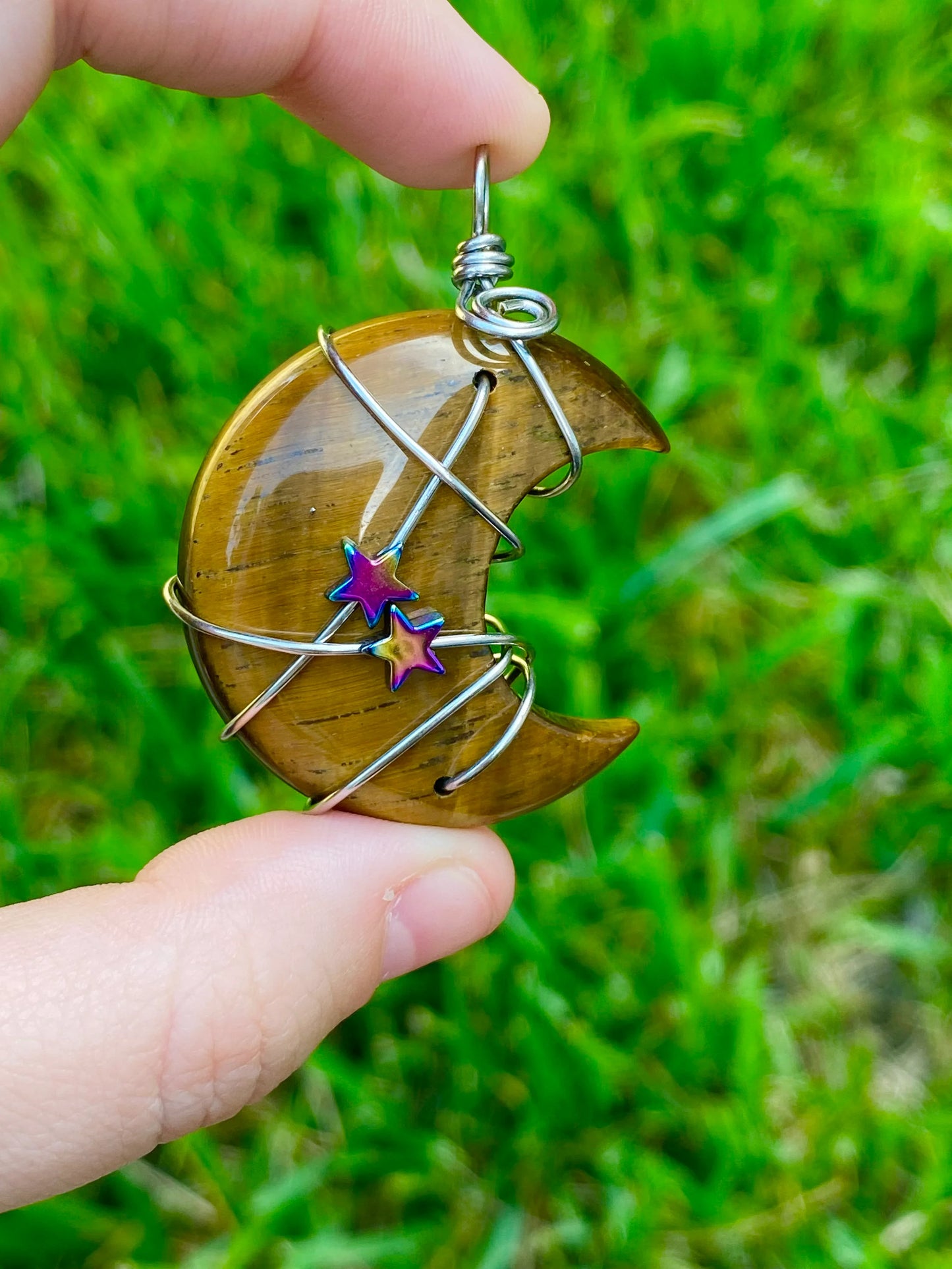 Crescent Moon Pendant Crystal Necklace *CHOOSE YOUR CRYSTAL*