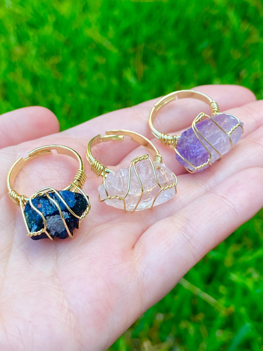 Rough Gemstone Crystal Ring *Adjustable*