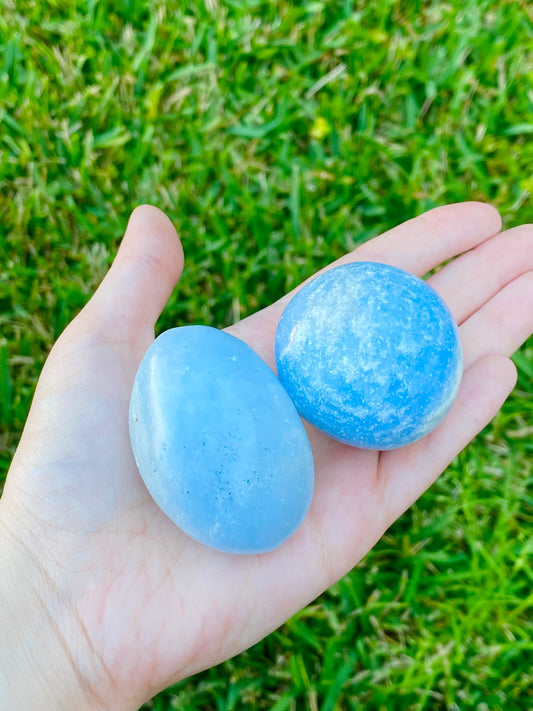 Blue Calcite Palm Stone *DIFFERENT SIZES*