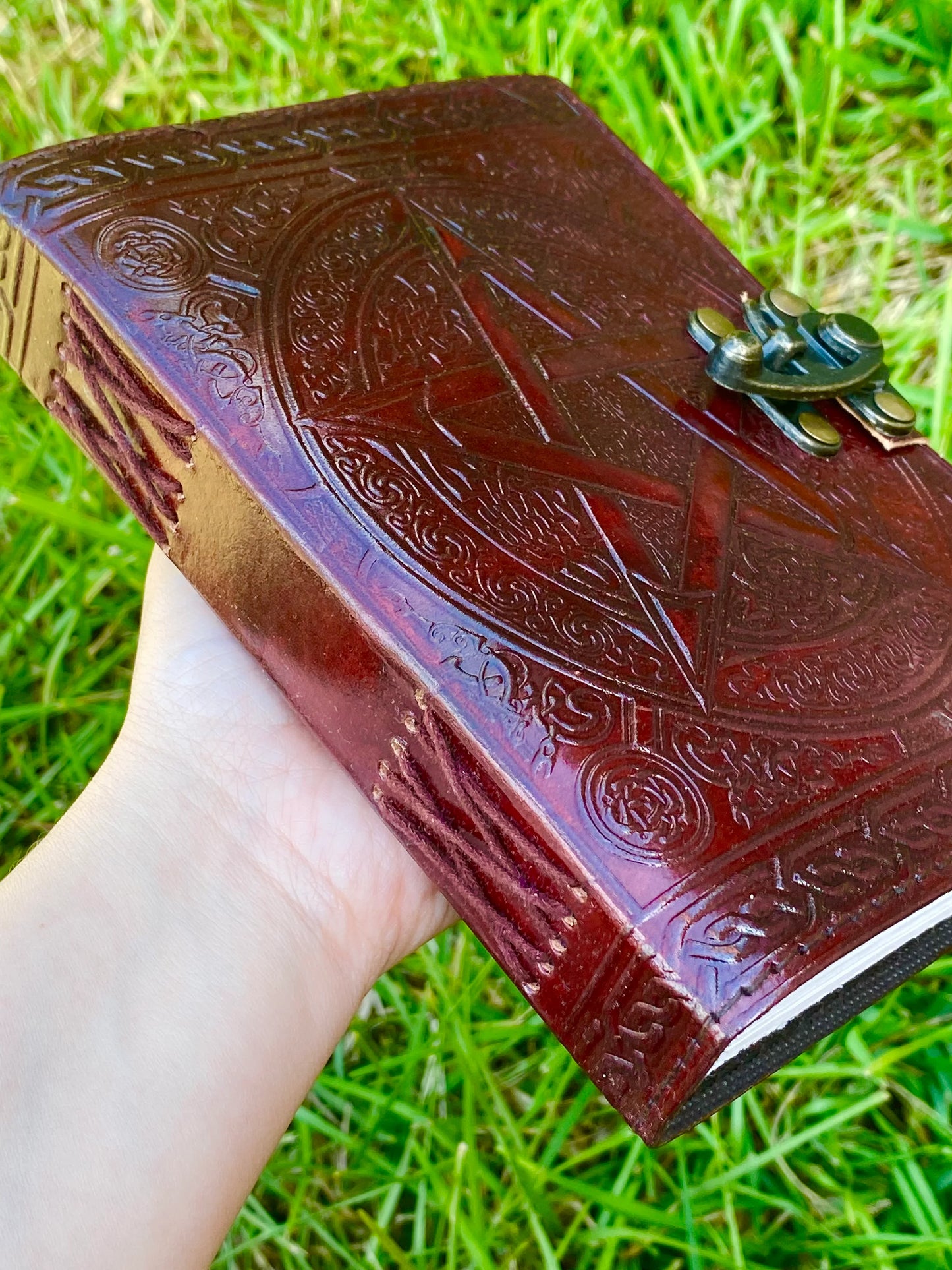 Pentagram Blank Leather Book of Shadows.