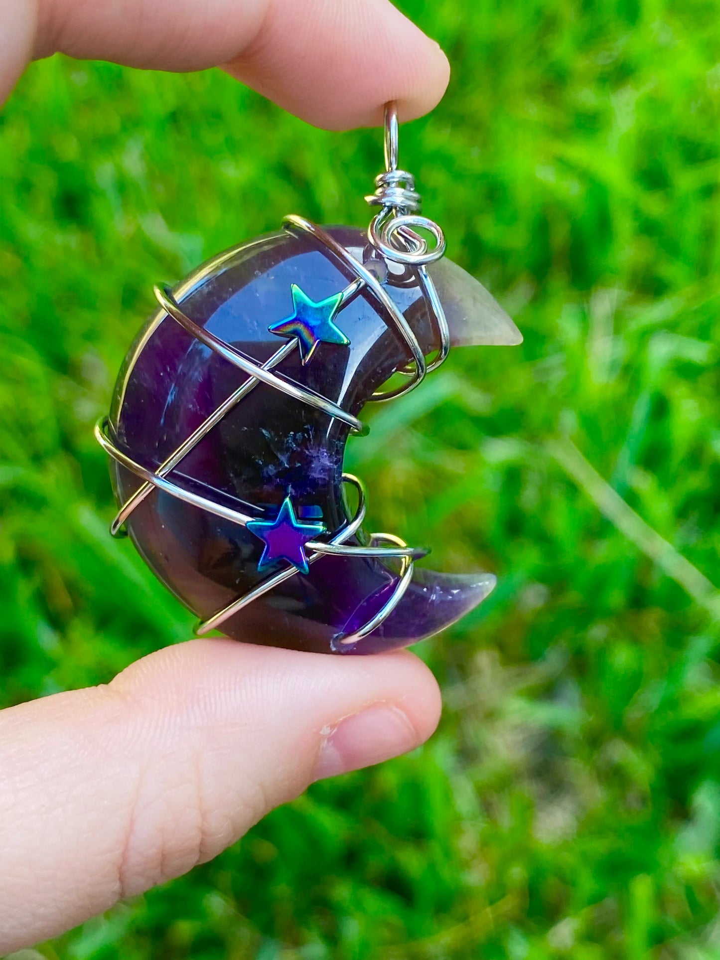 Crescent Moon Pendant Crystal Necklace *CHOOSE YOUR CRYSTAL*