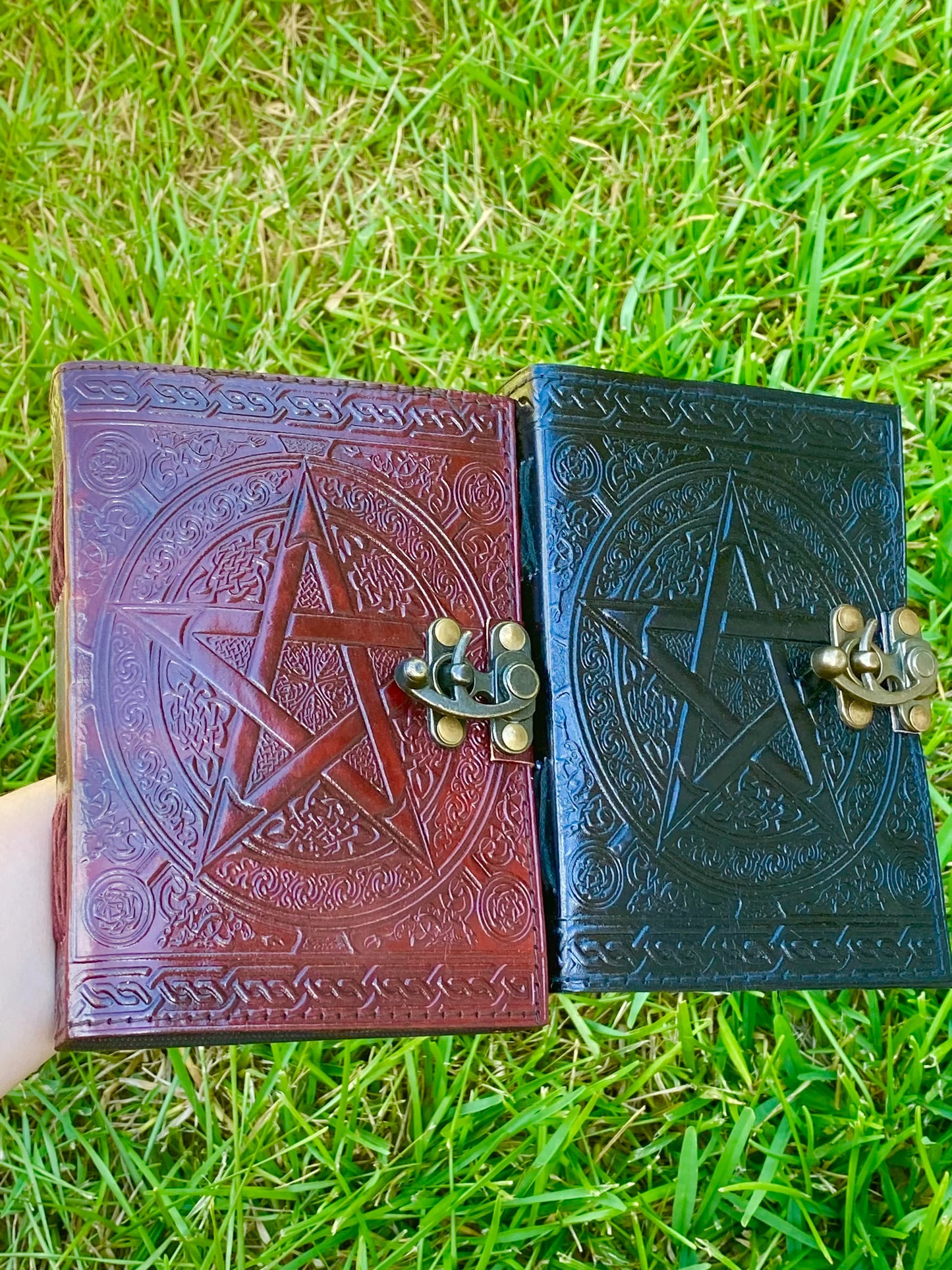 Pentagram Blank Leather Book of Shadows.