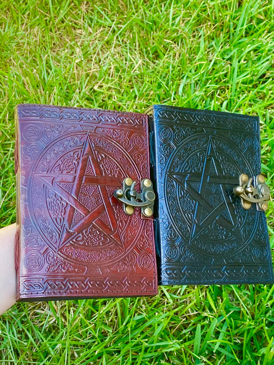 Pentagram Blank Leather Book of Shadows.